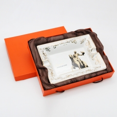 lafuli陶瓷雪茄专用烟灰缸 时尚八骏图两位防滑烟灰盅礼盒装