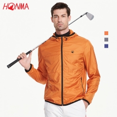 HONMA春季轻薄外套高尔夫服装男GOLF运动休闲连帽夹克纯色外套