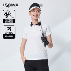 HONMA高尔夫服装女短袖T恤2020春夏翻领Polo衫速干弹力运动女短袖