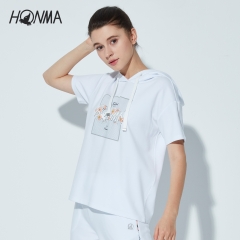 HONMA高尔夫服装女式T恤衫2020春夏短袖运动卫衣时尚连帽衫