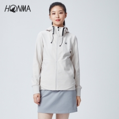 HONMA 高尔夫女装夹克运动连帽防风时尚舒适风格纹弹力面