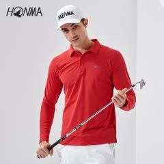 HONMA2020新款高尔夫男装长袖POLO衫意大利进口面料舒适保暖弹力