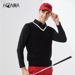 HONMA2020新款高尔夫男装毛衫长袖POLO衫意大利进口面料挺括透气