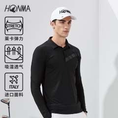 HONMA2020新款高尔夫男装长袖POLO衫T恤意大利进口面料莱卡弹力