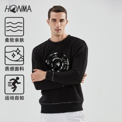 HONMA2020秋冬新款男式毛衫圆领设计撞色设计下摆柔软质地袖口
