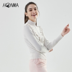 HONMA2020秋冬新款女式夹克螺旋立领开衫款外套高弹纱线