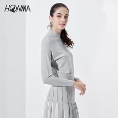 HONMA2020秋冬新款女式连衣裙V型立领一体织工艺针织连衣裙