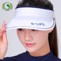 户外运动白色遮阳大檐帽系带空顶韩版太阳帽子无顶女士高尔夫球帽
