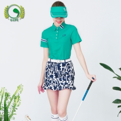G-新款高尔夫服装女时尚大码夏季短袖女装球服绿色Polo衣服短裙套装