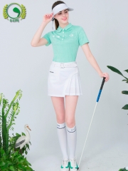 G-LIFE夏季高尔夫女装半身短裙服装短袖上衣白色球服百褶裙裤套装